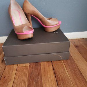 Pink Trim Platform Peep-Toe Pump